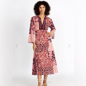 Johnny Was Flora Pink Tie Back Floral Maxi Dress XXL